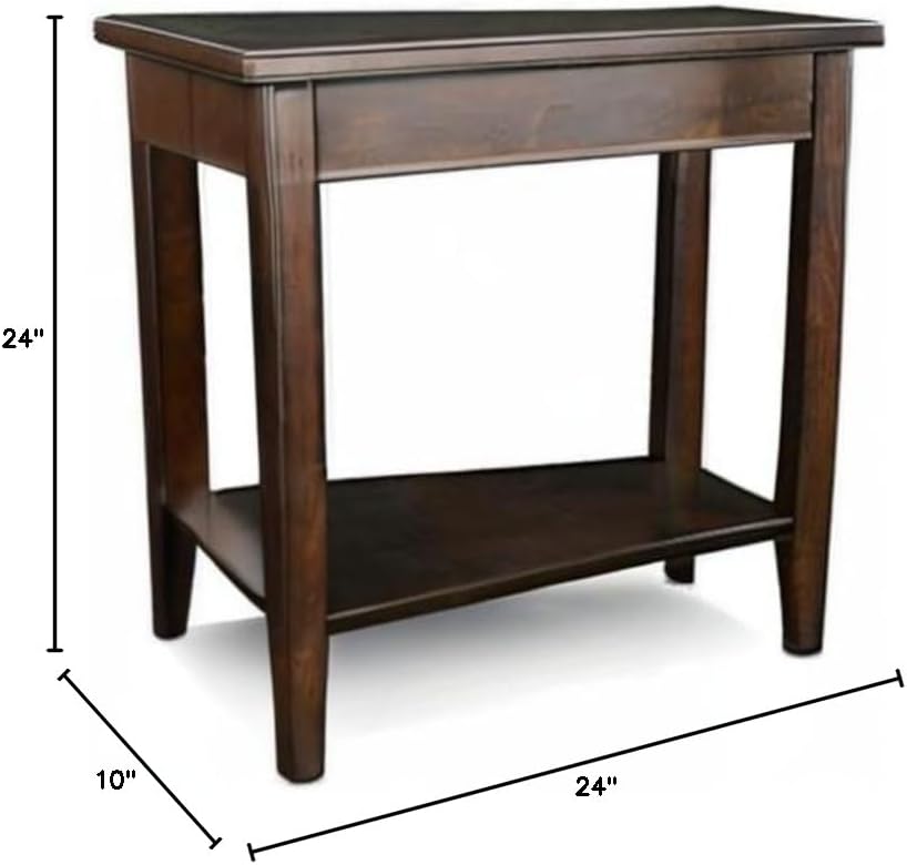 BOWERY HILL Transitional Wood Wedge End Table, 24 x 10 x 24 in, Hardwood, Chocolate Cherry Finish, Compact Design with High Display Shelf