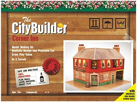 O Gauge 7mm 1:48 Scale Model Railroad Building Cardboard Corner INN Kit CityBuilder