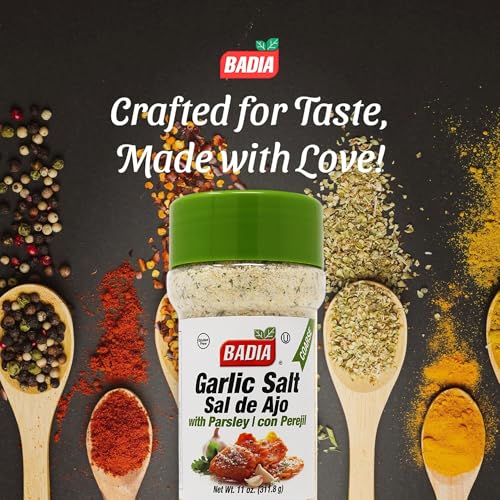 Badia Garlic Salt with Parsley 11 oz – Savory Blend with Bold Garlic Flavor, Salt & Bright Herb Finish