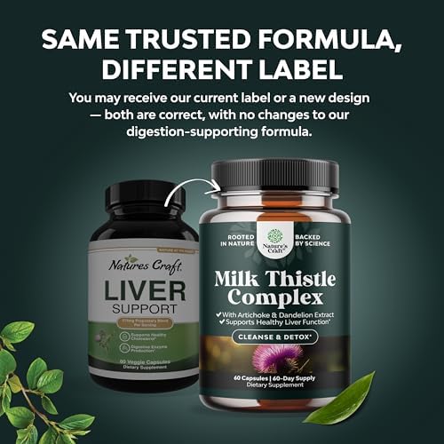 Liver Support Milk Thistle Supplement for Liver Cleanse Detox & Repair - Advanced Milk Thistle and Dandelion Root Supplement with Artichoke Extract