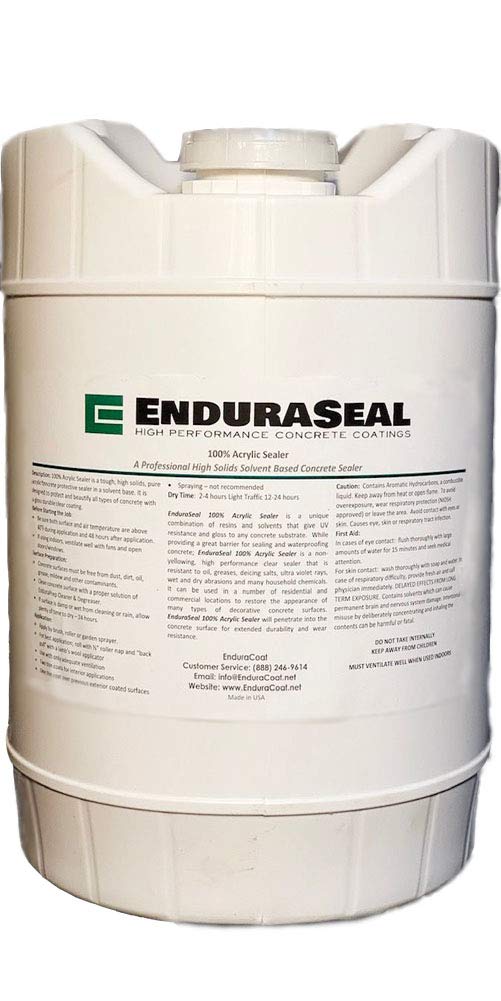 EnduraSeal 100% Acrylic Wet Look Semi Gloss Concrete Sealer Solvent Base - 5 Gallon