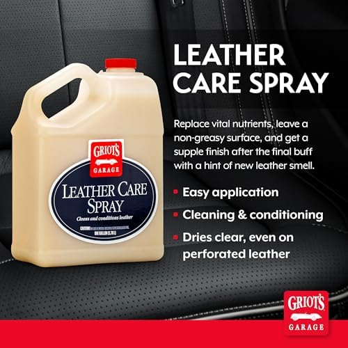 Griot's Garage Leather Care Spray, Car Seat Cleaner and Conditioner for Upholstery, Furniture, Clothing, and More, 10994, 22oz