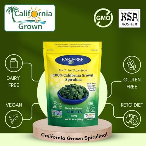Earthrise Superfood California Spirulina 500mg Tablets, 1 LB