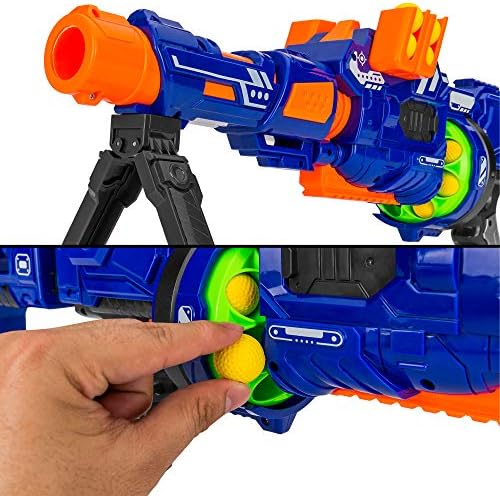 Best Choice Products Electric Customizable Soft Foam Ball Long-Distance Blaster Toy w/Barrel Extension, 12 Foam Balls, Foldable Bipod