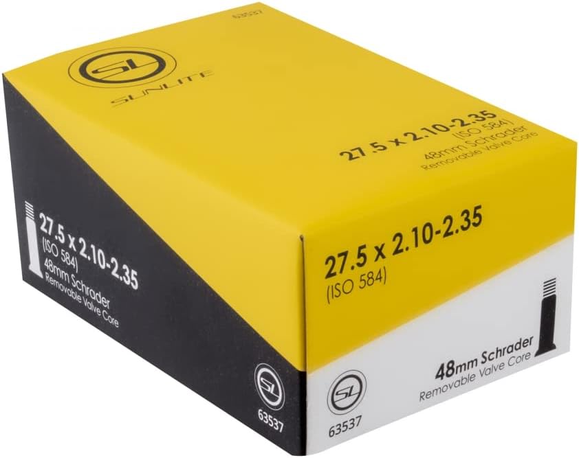 Sunlite Schrader Valve Bicycle Tubes, 27.5 x 2.10-2.35" / 48mm Valve