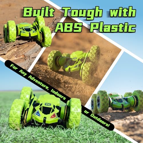 Threeking Remote Control Flip Stunt Car Double Sided Driving Toys Gifts | Durable RC Cars with Breathing Soft Lights for Boys Girls Ages 6-12