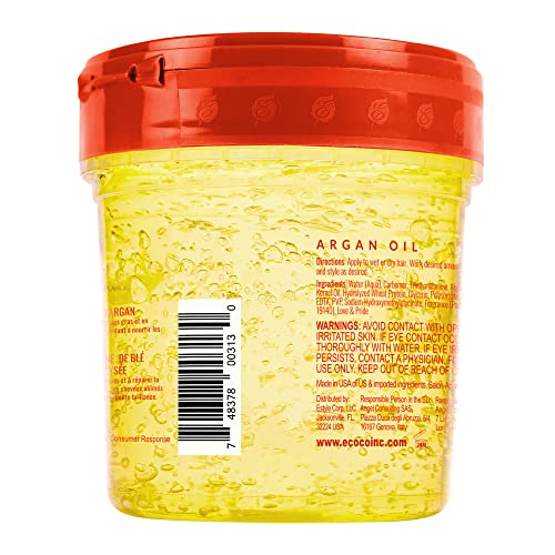 Eco Style Moroccan Argan Oil Styling Gel - Promotes Healthy Hair - Nourishes And Repairs - Delivers Long Lasting Shine - Provides Maximum Hold and Helps Tame Frizz - Ideal For All Hair - 8 oz