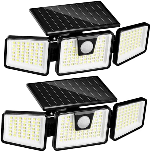 INCX Solar Lights Outdoor, 3000LM Motion Sensor Outdoor Lights, 2PCS, White