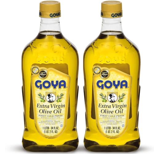 Goya Extra Virgin Olive Oil, Polyphenol Rich, Pressed, Pack of 2, 34 fl oz | Cold Pressed, Evoo Extra Virgin Olive Oil for Cooking, Polyphenol Rich