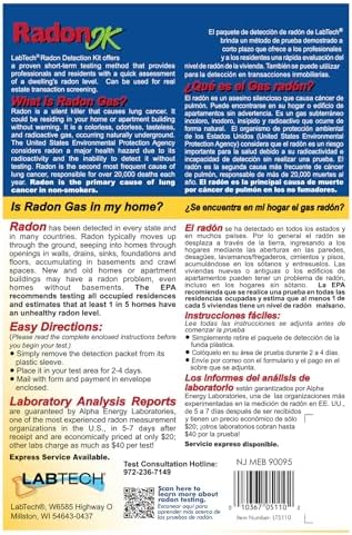 LabTech LT5110 Radon Test Kit