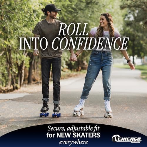 Chicago Skates Classic Quad Roller Skates for Women & Men – Durable & Top Performance, Adjustable High-Top Boots for Safe Indoor/Outdoor Roller Derby–60mm PU Wheels & Semi-Precision Bearings