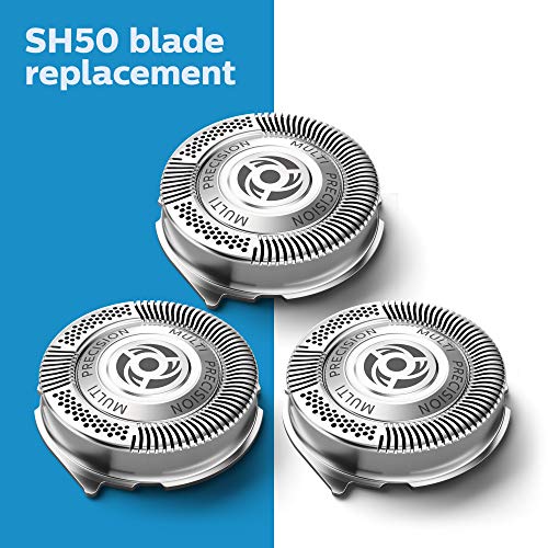 Philips Norelco Genuine Replacement Heads, 3 Count | 45 Self Sharpening MultiPrecision Blades, Compatible with Series 5000 - 6000 and AquaTouch, SH50/52