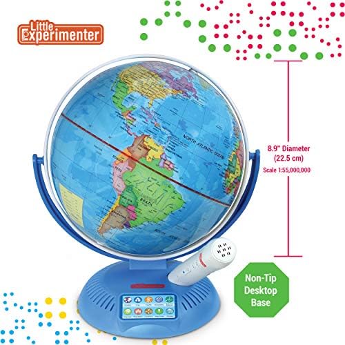 Little Experimenter Interactive 9" Talking Globe, Smart Pen, STEM Ages 8-12
