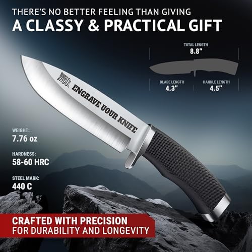 Hunting Knife with Sheath Survival Knives for Men - Best Tactical Camping Hunting Hiking Knife - Bushcraft Field Gear Accessories Tool - Fixed Blade