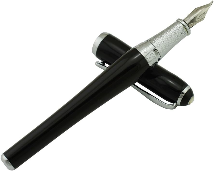 Duke Fude Nib Fountain Pen Medium to Broad Nature Mother Pearl on Cap with Pen Pouch sketching Art Drawing Signature Calligraphy Pen Case Set