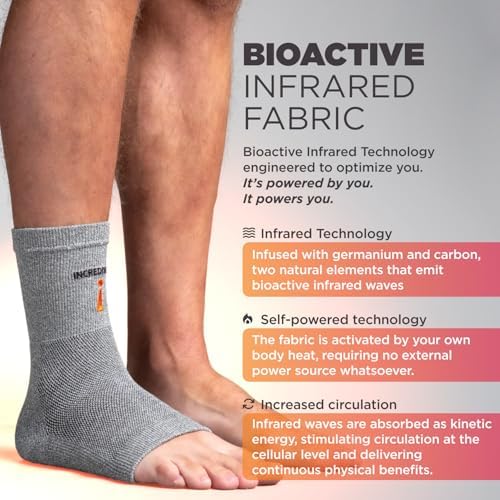 Incrediwear Ankle Sleeve – Infrared Ankle Brace for Women and Men to Support Pain Relief, Swelling, Plantar Fasciitis, Sprains, Achilles, Arthritis (Grey, Small/Medium)