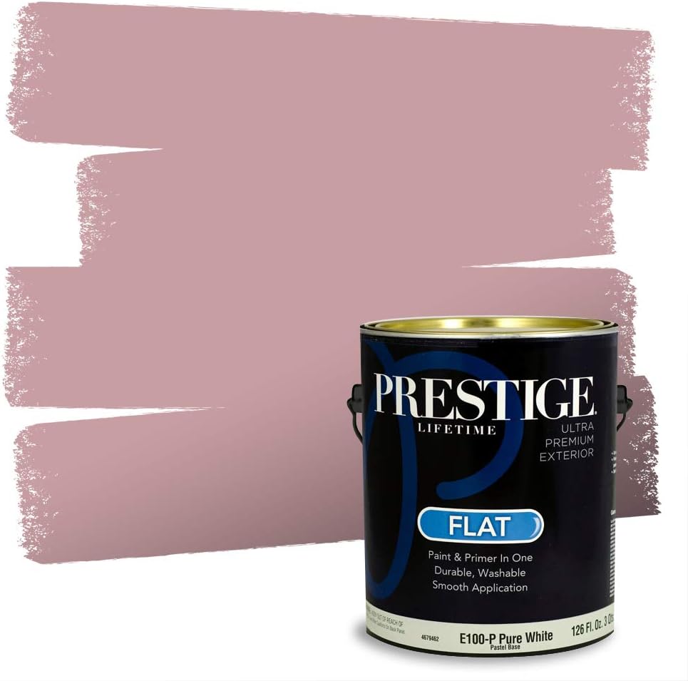 PRESTIGE E500-P-SW6303 Exterior Paint and Primer in One, 1-Gallon, Semi-Gloss, Comparable Match of Sherwin Williams Rose Colored, 1 Gallon, SW17-Rose