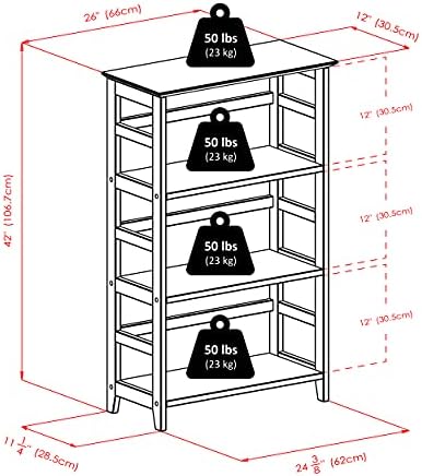 Winsome Studio 3-Tier Bookshelf, Honey Pine, 42" | Classic Display Bookcase, Functional & Stylish Shelving Unit for Convenient Storage in Living Room