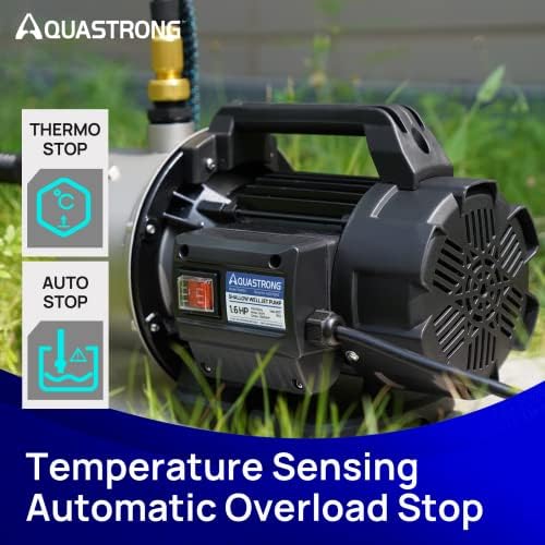 Aquastrong 115V Shallow Well Garden Pump, Stainless Steel, 1320 GPH, Water Transfer Draining Irrigation Sprinkler Pump, for Lawn, Garden