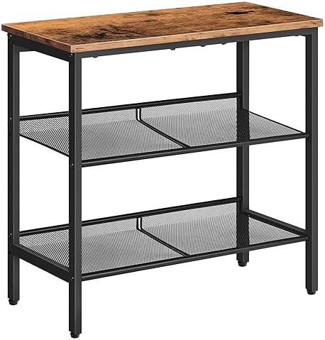 HOOBRO End Table, 3-Tier Narrow Side Table, Nightstand with 2 Flat or Slant Adjustable Shelves for Small Spaces, Hallway, Living Room, Bedroom, Sturdy