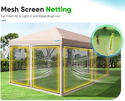 Quictent 10'x10' Pop up Screened Canopy Tent with Mosquito Netting | Portable Easy up Outdoor Screen House Shelter for Patio, Camping and Picnic, Includes Wheeled Carry Bag