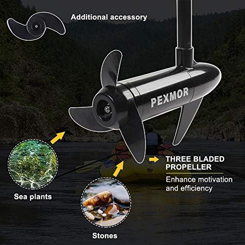 PEXMOR 8 Speed Electric Trolling Motor, Electric Outboard Boat Motor w/Adjustable Handle & LED Indicator, Transom Mounted for Saltwater, Kayak