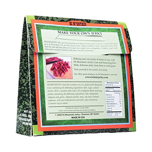 Hi Mountain JALAPENO BLEND Jerky Seasoning and Cure Kit | Beef & Venison | Fresh jalapeño flavor, medium spicy heat, jerky seasoning for beef, deer