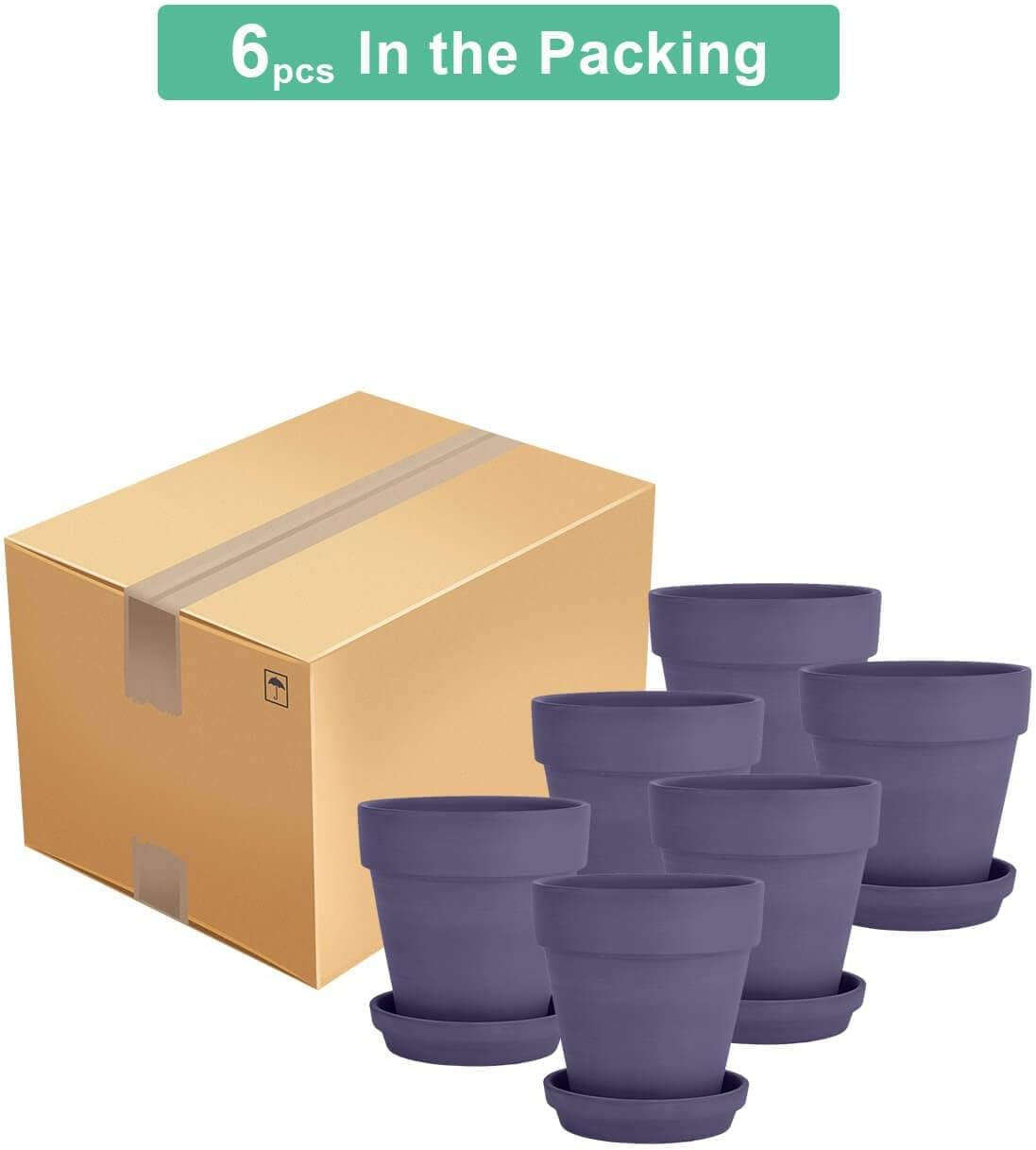 vensovo 4 Inch Terracotta Plant Pots with Saucer - 6 Pack Clay Flower Pots with Drainage, Great for Plants, Crafts, Wedding Favor