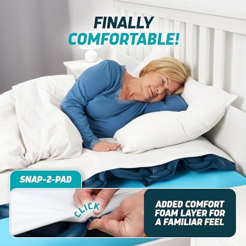 Lunderg PressuRelief Alternating Air Pressure Mattress Pad with Static Mode | With Snap-2-Pad Comfort Layer - Quiet Pump, Comfortable Bed Sore Prevention Mattress Topper for Hospital Bed or Home