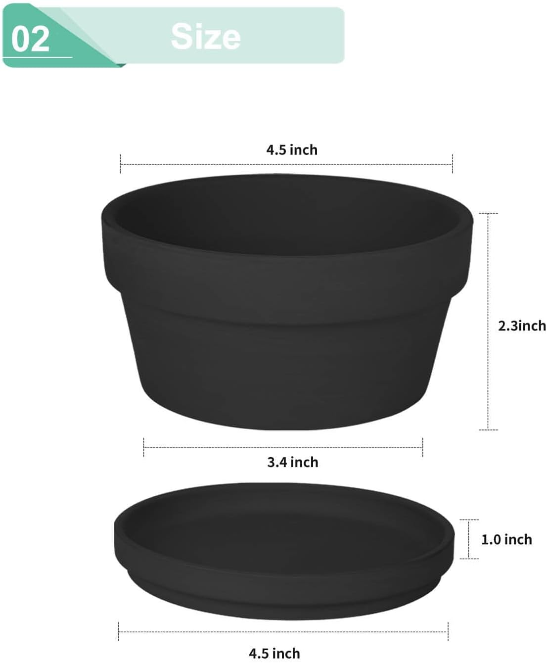 vensovo 3.7 Inch Terracotta Shallow Succulent Pots with Saucers, 6 Pack