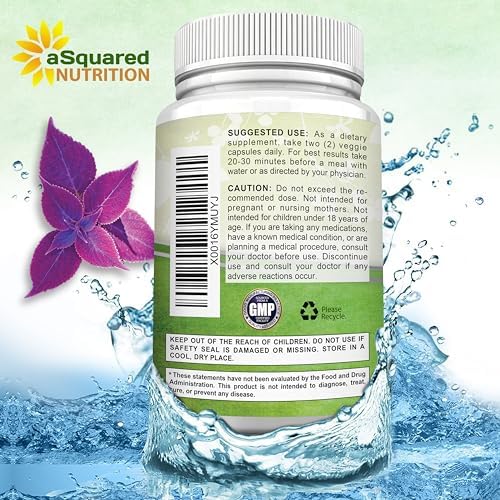 aSquared Nutrition Forskolin 500mg Per Serving Max Strength-180 Capsules, Supplement for Pure Weight Loss Fuel