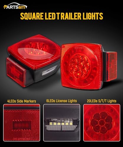 Partsam Led Submersible Trailer Tail Lights Kit
