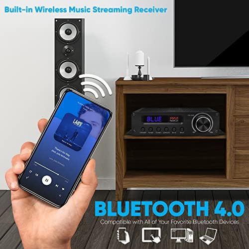Pyle Wireless Bluetooth Home Audio Amplifier - 100W 5.1 Channel Home Theater Receiver, Surround Sound w/ HI Def In and Out, RCA In, Subwoofer Out