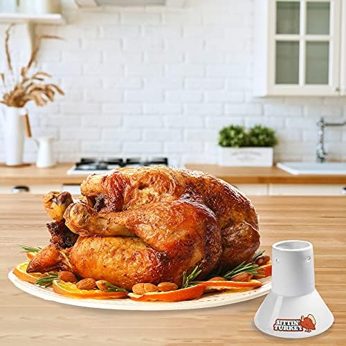 COOK'S CHOICE Sittin' Chicken Reusable Ceramic Beer Can Roaster & Steamer | Vertical Chicken Roaster Stand for Grill, Oven & Smoker - Flavor Infuser for Marinades, Beer & Sauces - Summer BBQ Essential