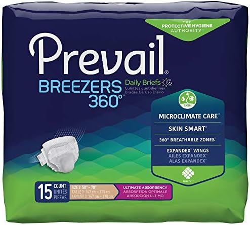 Prevail Breezers 360 Incontinence Briefs, Ultimate Absorbency, Size Two, 72 Count
