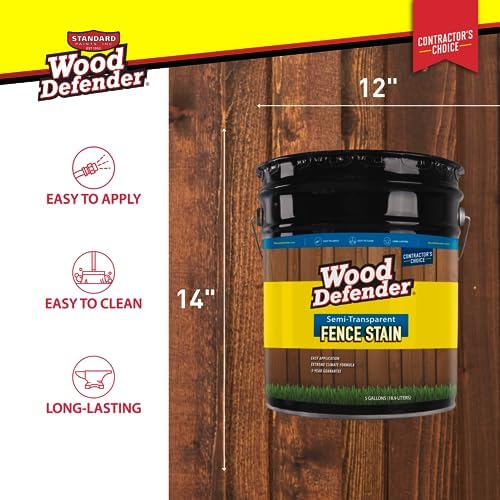 Wood Defender - Semi-Transparent Fence Stain- Sable Brown- 5 Gallon