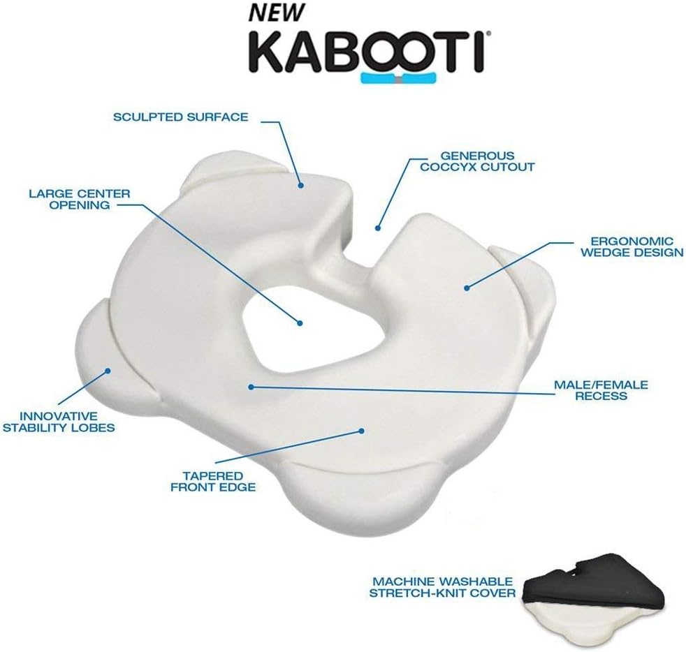 Contour Kabooti Donut Seat Cushion, 3-in-1 Design with Center Cutout for Tailbone Pain, Sciatica and Hemorrhoids