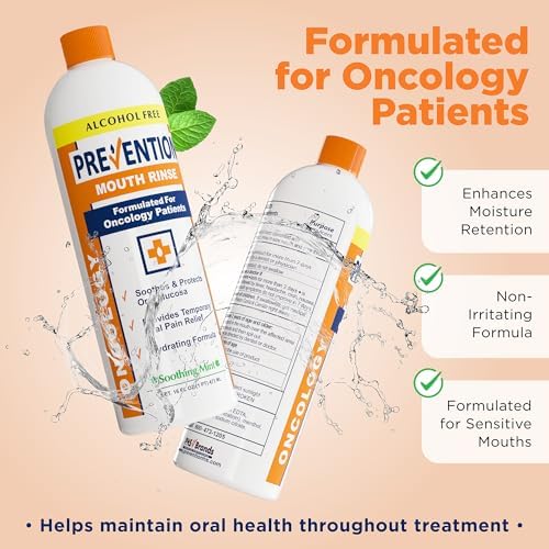 Prevention Oncology Mouthwash, Alcohol Free, Hydrogen Peroxide 16 oz 1-Pack | Specially Formulated Rinse for Oncology Treatment, Soothing, Gentle, Moisturizing Relief of Dry Mouth & Mouth Sores