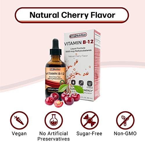 SBR Nutrition Vitamin B12 Sublingual Liquid Drops - Methylcobalamin, VIT B 12 Supports Energy, Max Absorption, 3000mcg Per Serving, 60 Servings