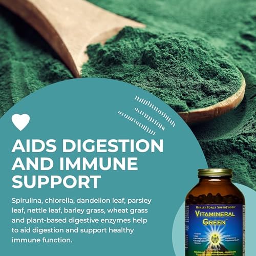 HEALTHFORCE SUPERFOODS Vitamineral Green - Mineral Supplement for Immune & Thyroid Support - Green Powder Supplement with Ingredients from the Land - Gluten-Free & Vegan - 150 Grams