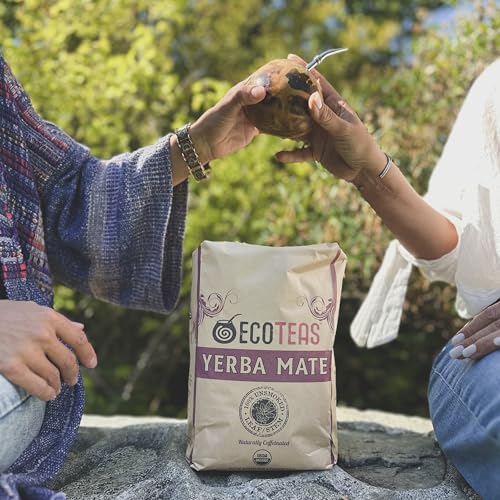 ECOTEAS Organic Yerba Mate Loose Tea Traditional Cut 5 lb Bulk Value Bag | 5 lb bulk traditional cut with stems and powder