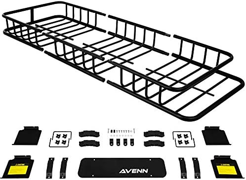 AVENN Skinny Rooftop Cargo Carrier Basket, Heavy Duty Weather Resistant Top Mount Roof Rack, Luggage & Camping Gear Storage for Car