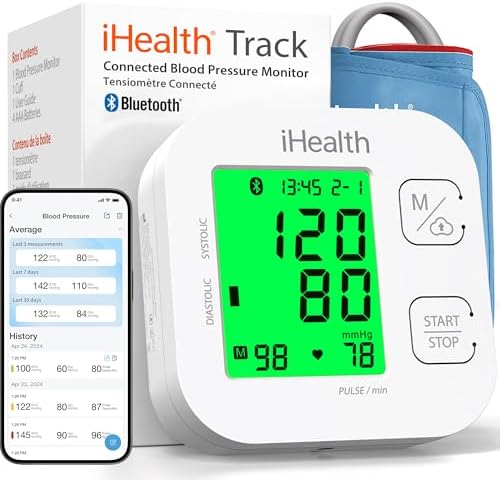 iHealth Track Smart Upper Arm Blood Pressure Monitor with Wide-Range Cuff | Bluetooth BP monitor for standard to large adult arms