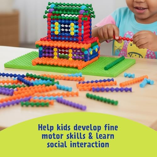 POPULAR PLAYTHINGS Playstix Construction Toy Set, 150 Piece Kit | for Kids Ages 4 and Up, Building Sticks for STEM and Classroom Use