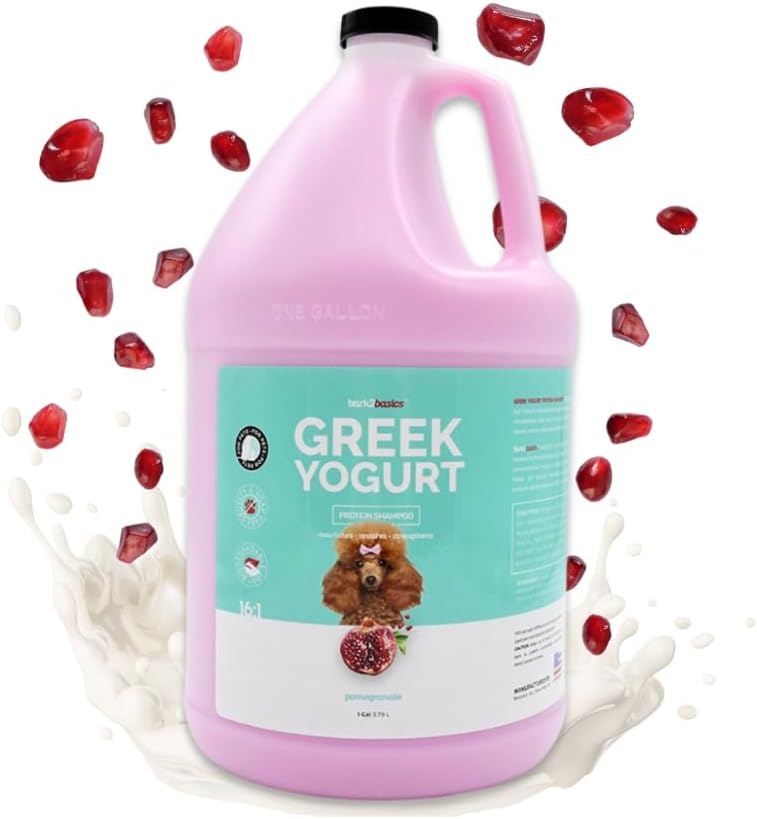 Bark2Basics Pomegranate Greek Yogurt Dog Shampoo, 1 Gallon, Protein Pet Shampoo, Feeds Protein to Hair