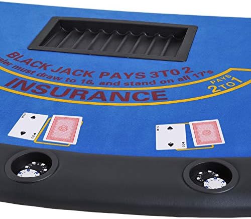 Soozier Poker Table Foldable Blackjack Table for 7 Players 72" Green Felt