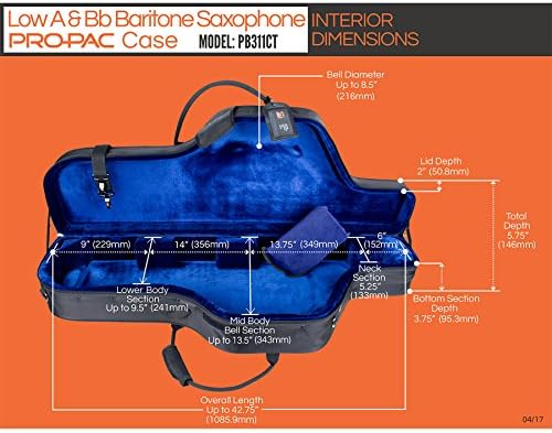 Protec Baritone Saxophone (Fits Low A & Bb) Contoured PRO PAC Case, Model PB311CT