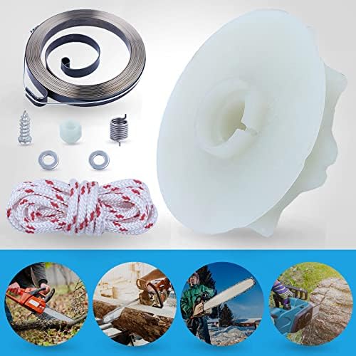 Adefol Chainsaw Recoil Starter Pulley Spring Kit for Poulan PP4218 PP4620AV PPB4018 SM4218AV with Recoil Spring W/Hub, Starter Rope