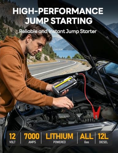 Sharmeal Jump Starter, 7000A Battery Jumper Starter Portable (All GasAll Gas/12.0L Diesel)