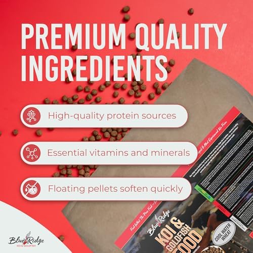 Blue Ridge Koi Fish Food 25lb - Cool Water Wheat 3/16", Fall and Winter Floating Pond Pellets, Ponds Fish Food